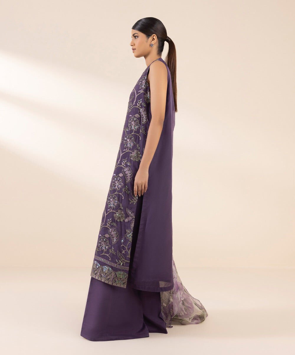 3 PIECE - EMBROIDERED ORGANZA SUIT