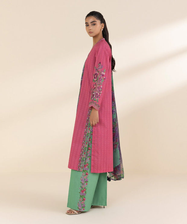 3 Piece Embroidered Lawn Suit - Sapphire