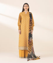 3 Piece Printed Cotton Suit - Sapphire