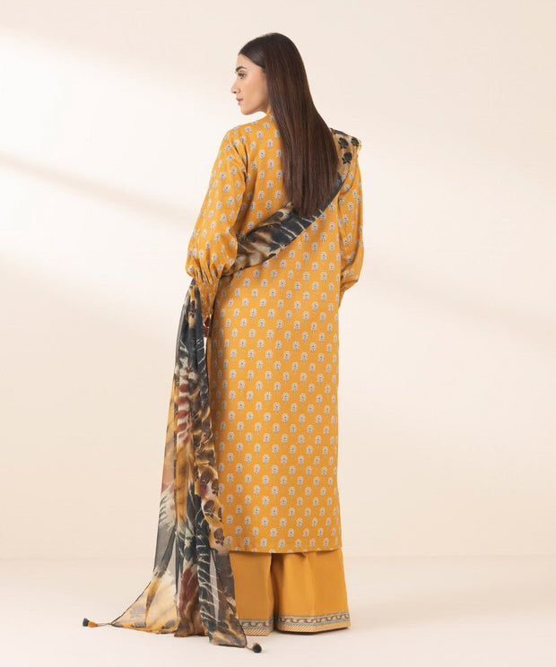 3 Piece Printed Cotton Suit - Sapphire