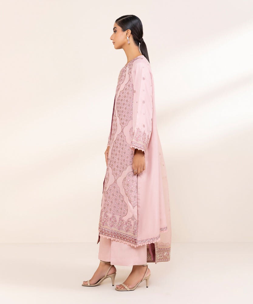 Sapphire 3 Piece Embroidered Raw Silk Suit