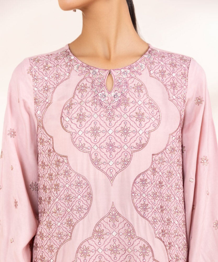 Sapphire 3 Piece Embroidered Raw Silk Suit