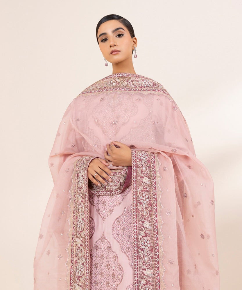 Sapphire 3 Piece Embroidered Raw Silk Suit