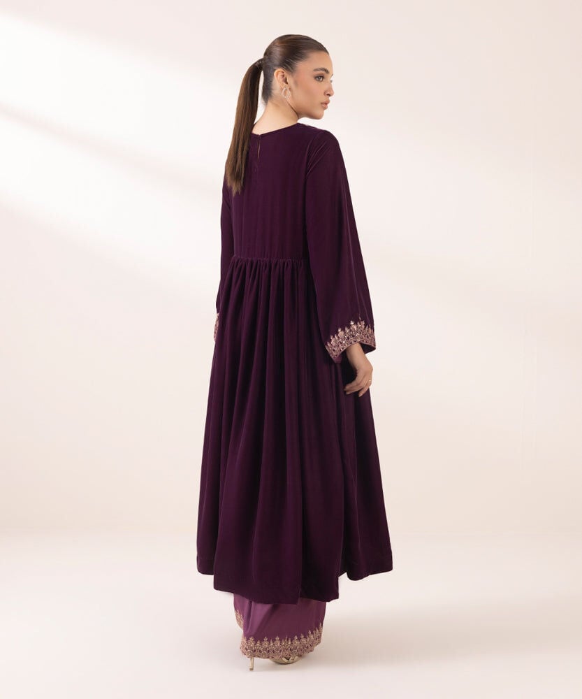 Sapphire 3 Piece Velvet Suit with Heavy Embroidered Velvet Shawl