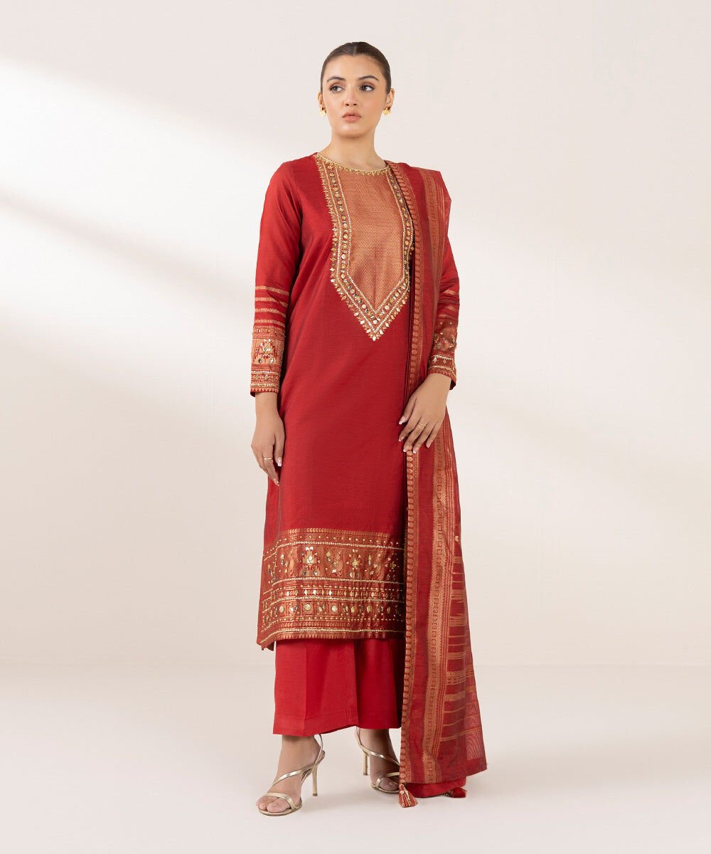 Sapphire 3 Piece Embellished Jacquard Suit