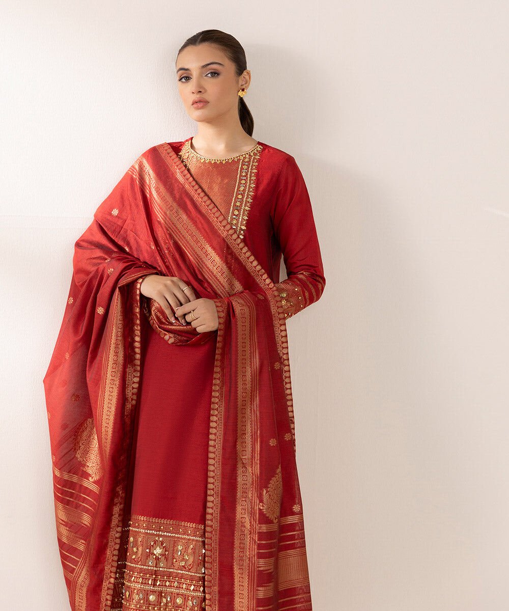 Sapphire 3 Piece Embellished Jacquard Suit