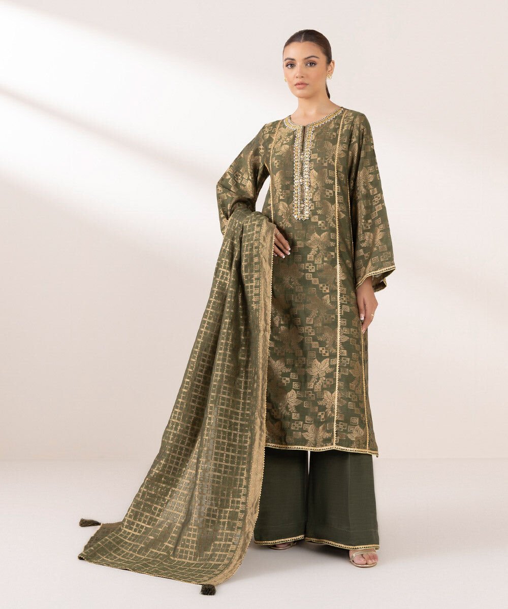 Sapphire 3 Piece - Embellished Jacquard Suit
