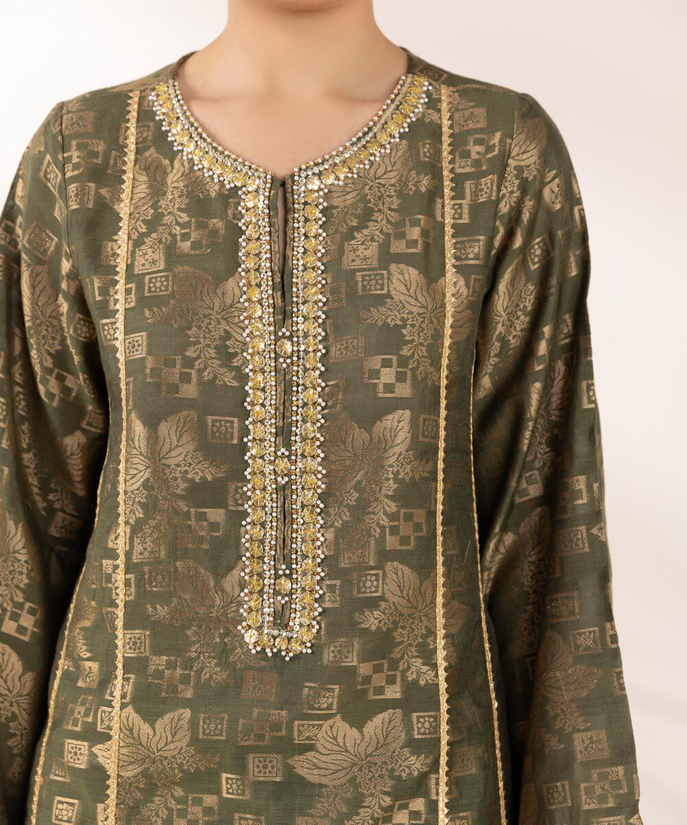 Sapphire 3 Piece - Embellished Jacquard Suit
