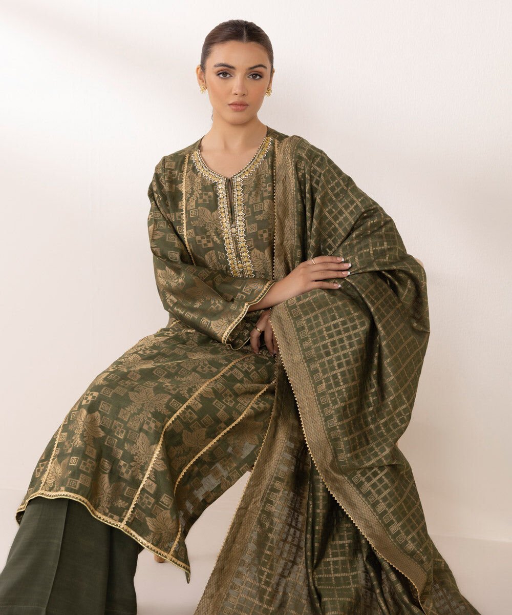 Sapphire 3 Piece - Embellished Jacquard Suit