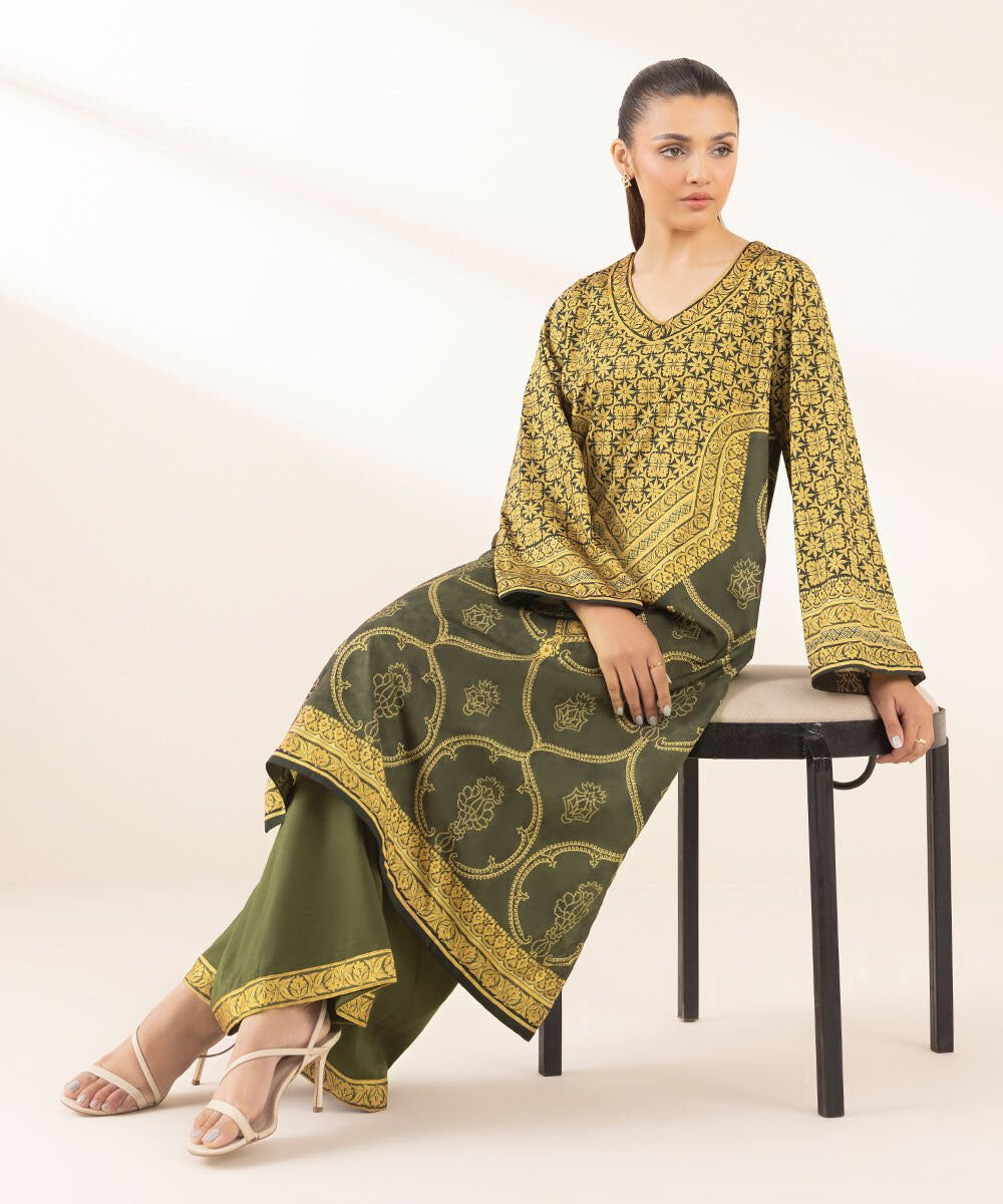 3 PIECE - EMBELLISHED SILK SUIT - Sapphire