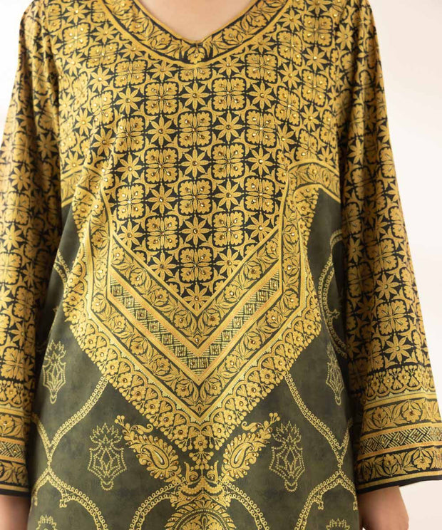 3 PIECE - EMBELLISHED SILK SUIT - Sapphire