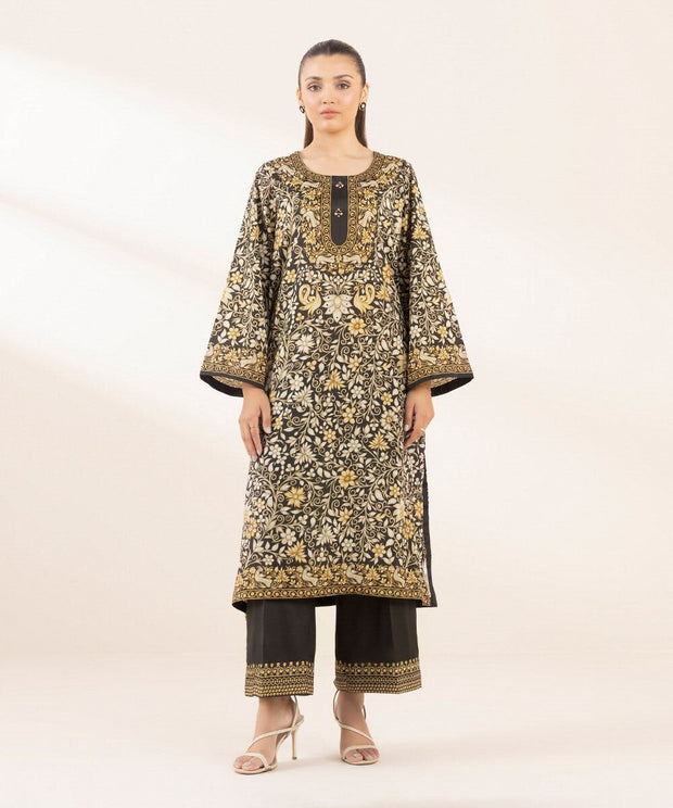 3 PIECE - EMBELLISHED SILK SUIT - Sapphire