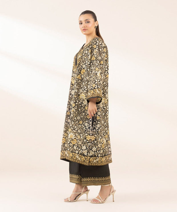 3 PIECE - EMBELLISHED SILK SUIT - Sapphire