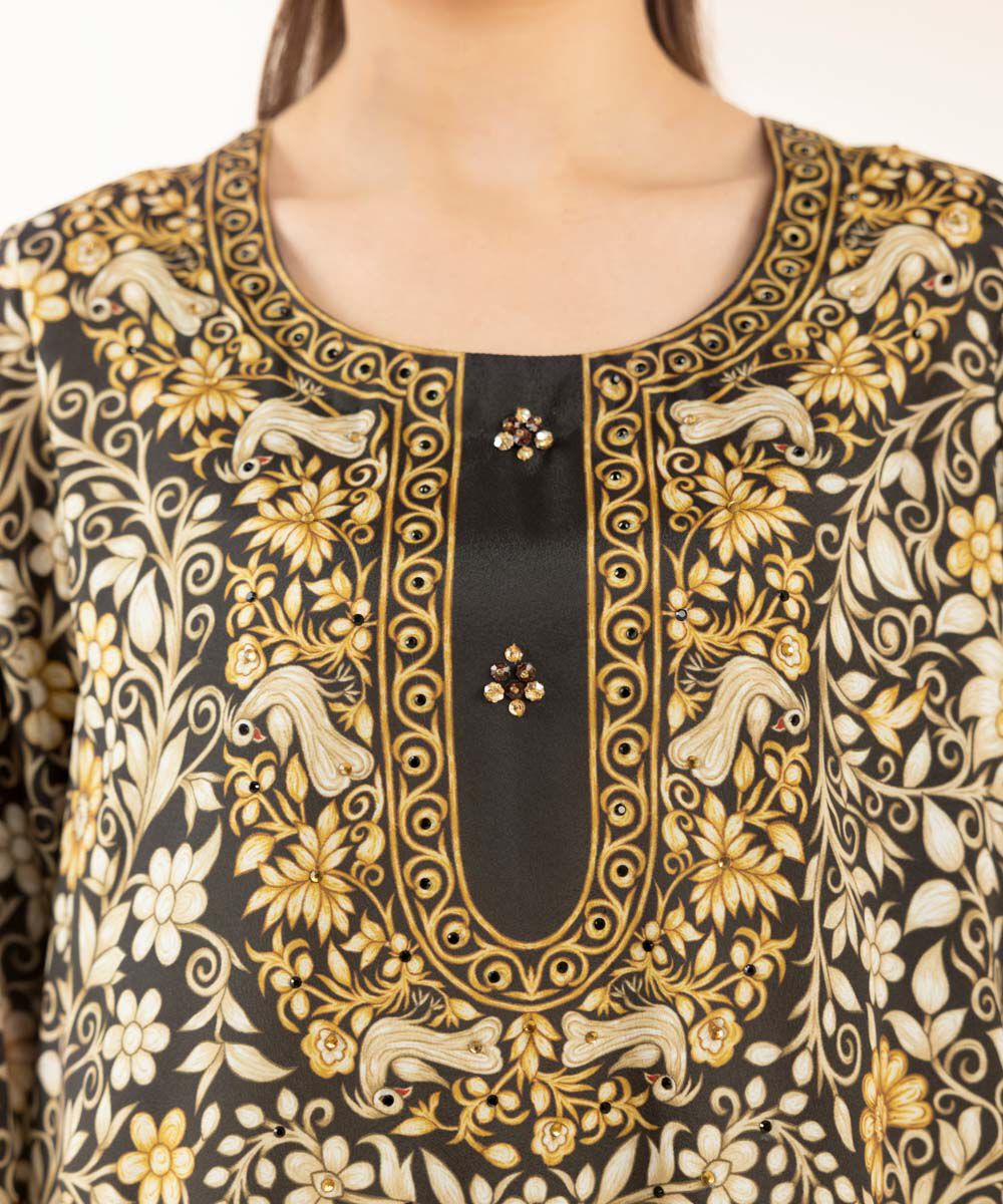 3 PIECE - EMBELLISHED SILK SUIT - Sapphire