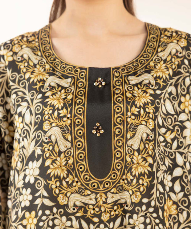 3 PIECE - EMBELLISHED SILK SUIT - Sapphire