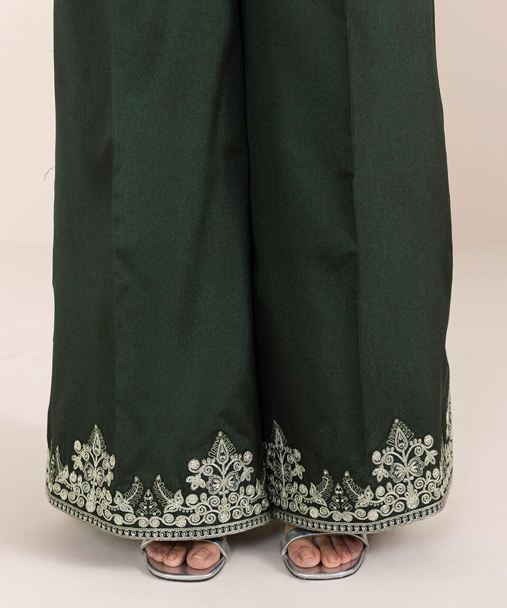 3 Piece Embroidered Raw Silk Suit - Sapphire