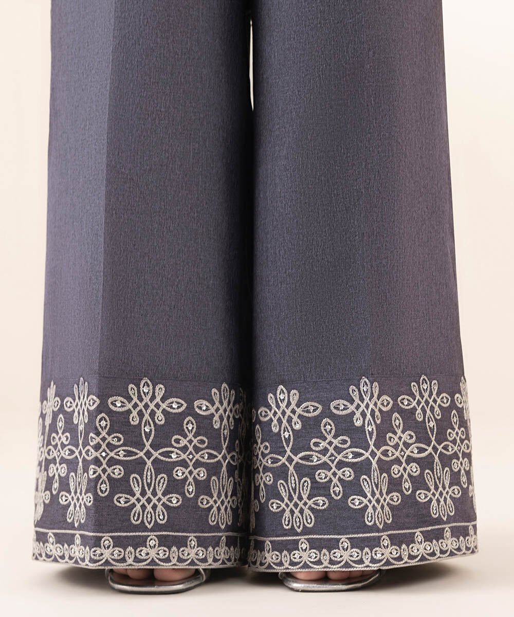 3 Piece Embroidered Raw Silk Suit