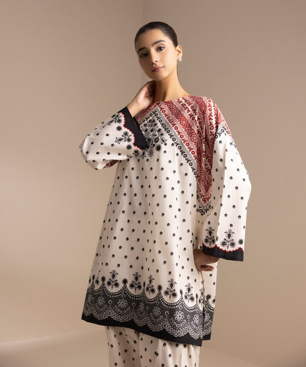2 Piece Printed Cambric Suit - Sapphire