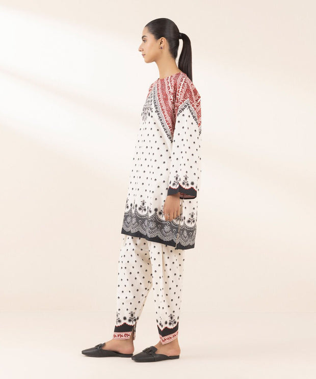 2 Piece Printed Cambric Suit - Sapphire