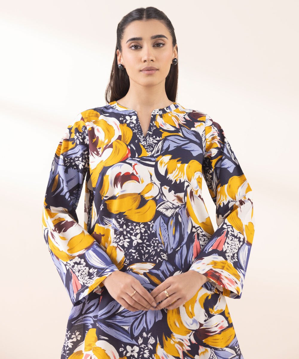 2 Piece Printed Cambric Suit - Sapphire