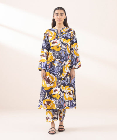 2 Piece Printed Cambric Suit - Sapphire