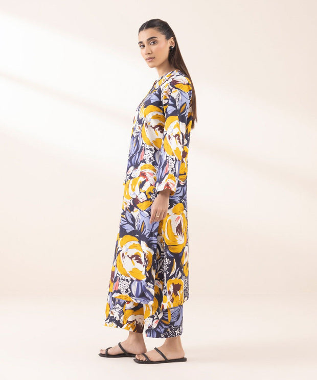 2 Piece Printed Cambric Suit - Sapphire
