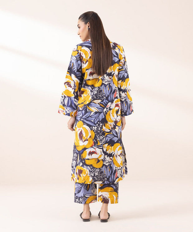 2 Piece Printed Cambric Suit - Sapphire