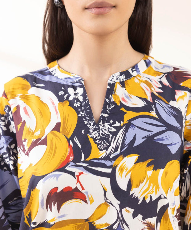 2 Piece Printed Cambric Suit - Sapphire