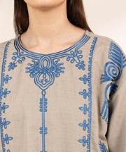 3 Piece Embroidered Cotton Jacquard Suit with Chiffon Dupatta