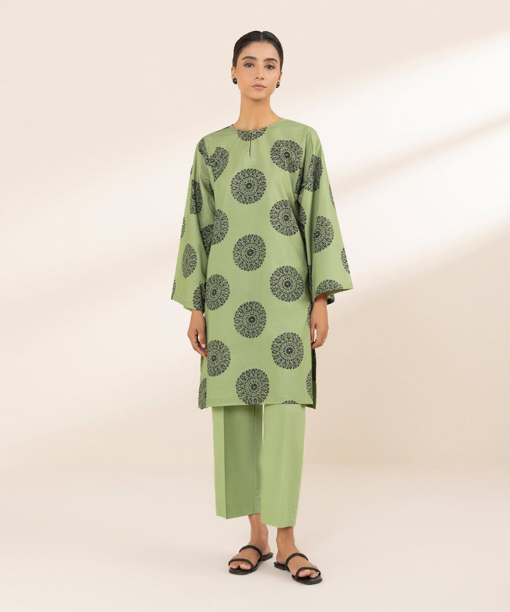 2 Piece Printed Cambric Suit - Sapphire