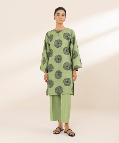 2 Piece Printed Cambric Suit - Sapphire