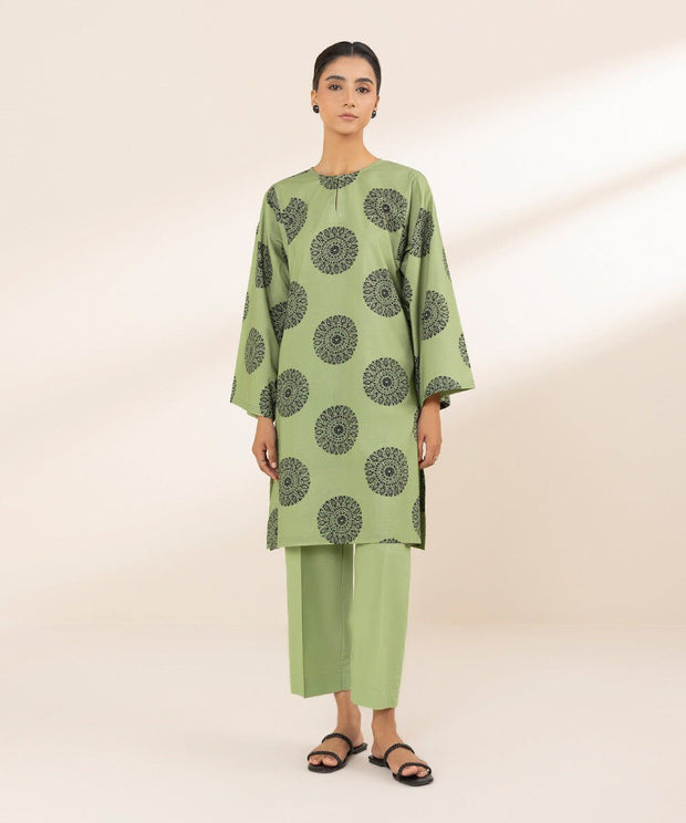 2 Piece Printed Cambric Suit - Sapphire
