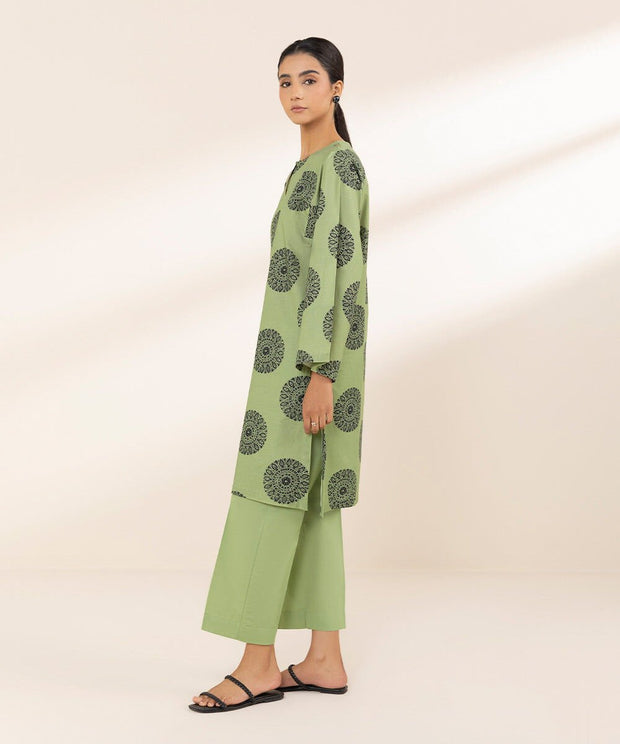 2 Piece Printed Cambric Suit - Sapphire
