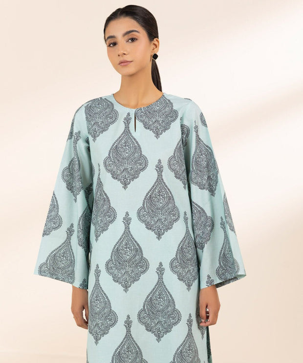 2 Piece Printed Cambric Suit - Sapphire