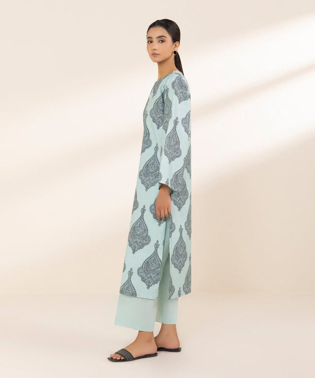 2 Piece Printed Cambric Suit - Sapphire