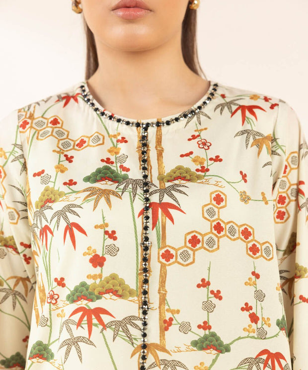3 Piece Embellished Silk Suit - Sapphire