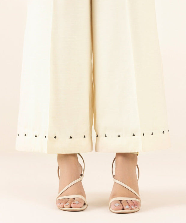 3 Piece Embellished Silk Suit - Sapphire