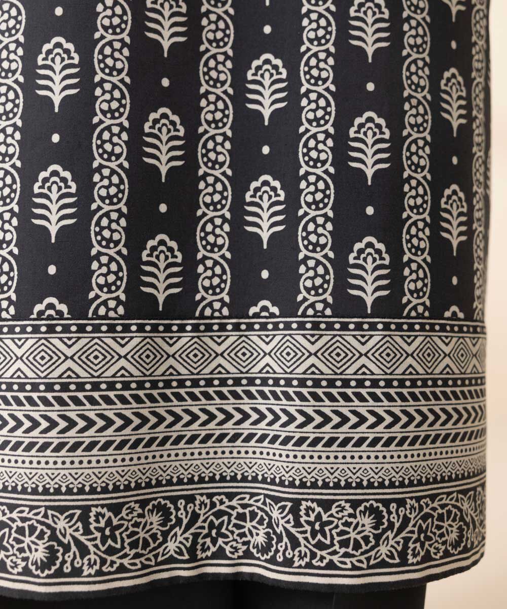 3 Piece Printed Cotton Suit - Sapphire