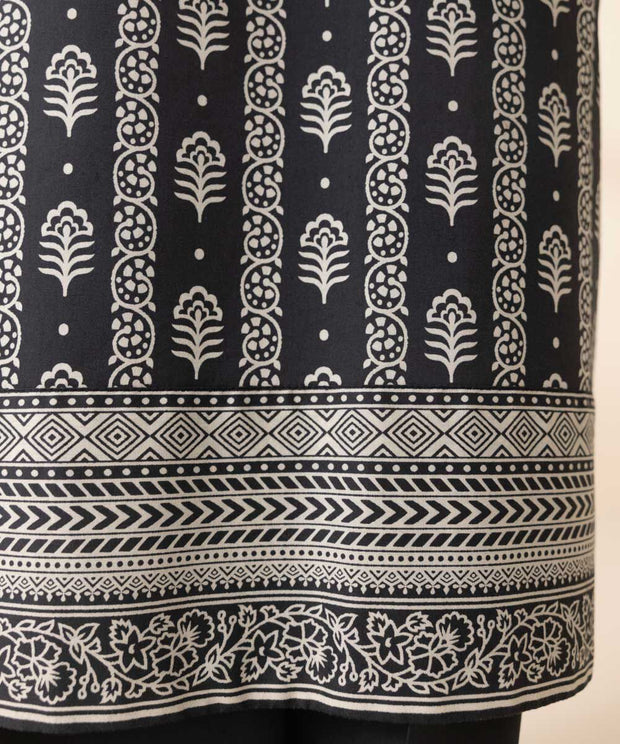 3 Piece Printed Cotton Suit - Sapphire