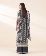3 Piece Printed Cotton Suit - Sapphire