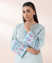 PRINTED KHADDAR SHIRT - Sapphire