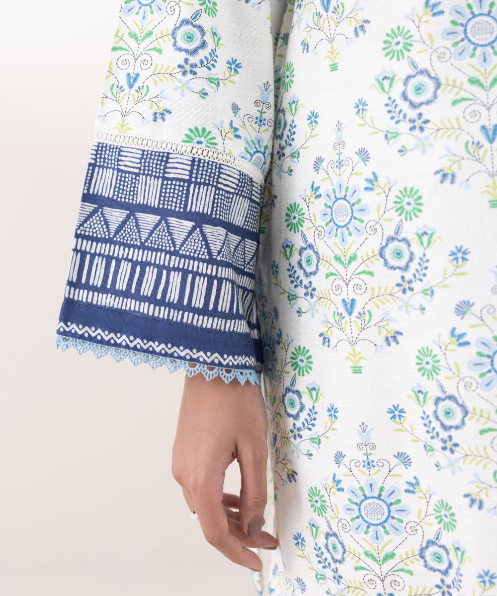 Printed Khaddar Shirt with Farshi Shalwar - Sapphire