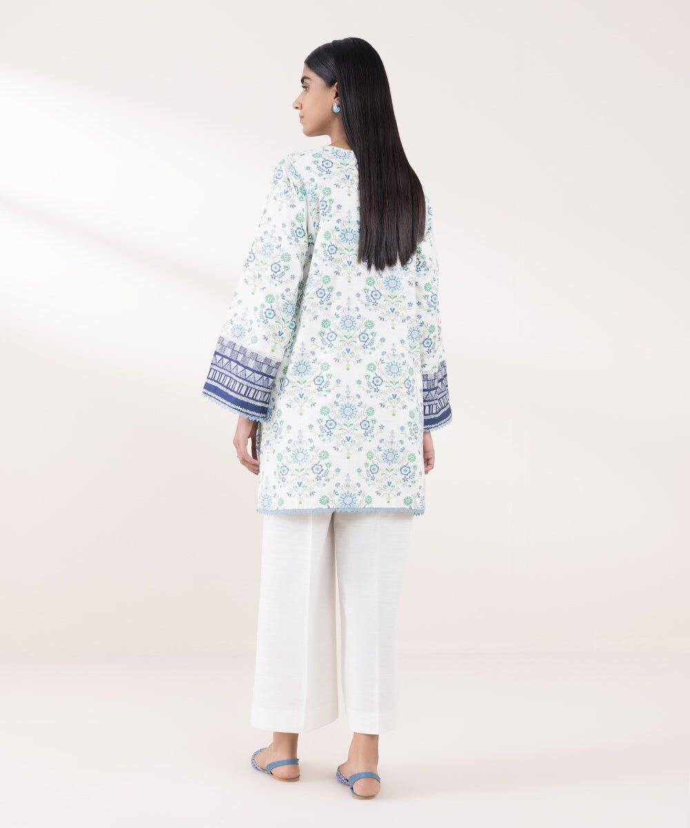 Printed Khaddar Shirt with Farshi Shalwar - Sapphire