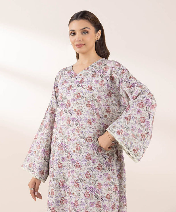 Printed Khaddar Shirt - Sapphire