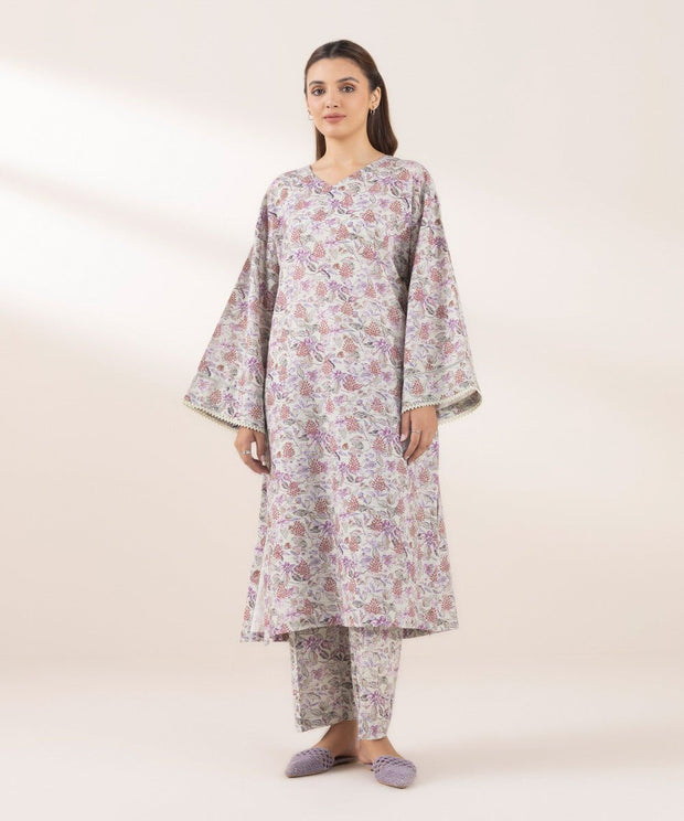 Printed Khaddar Shirt - Sapphire
