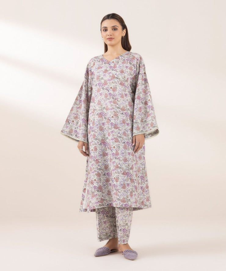 Printed Khaddar Shirt - Sapphire