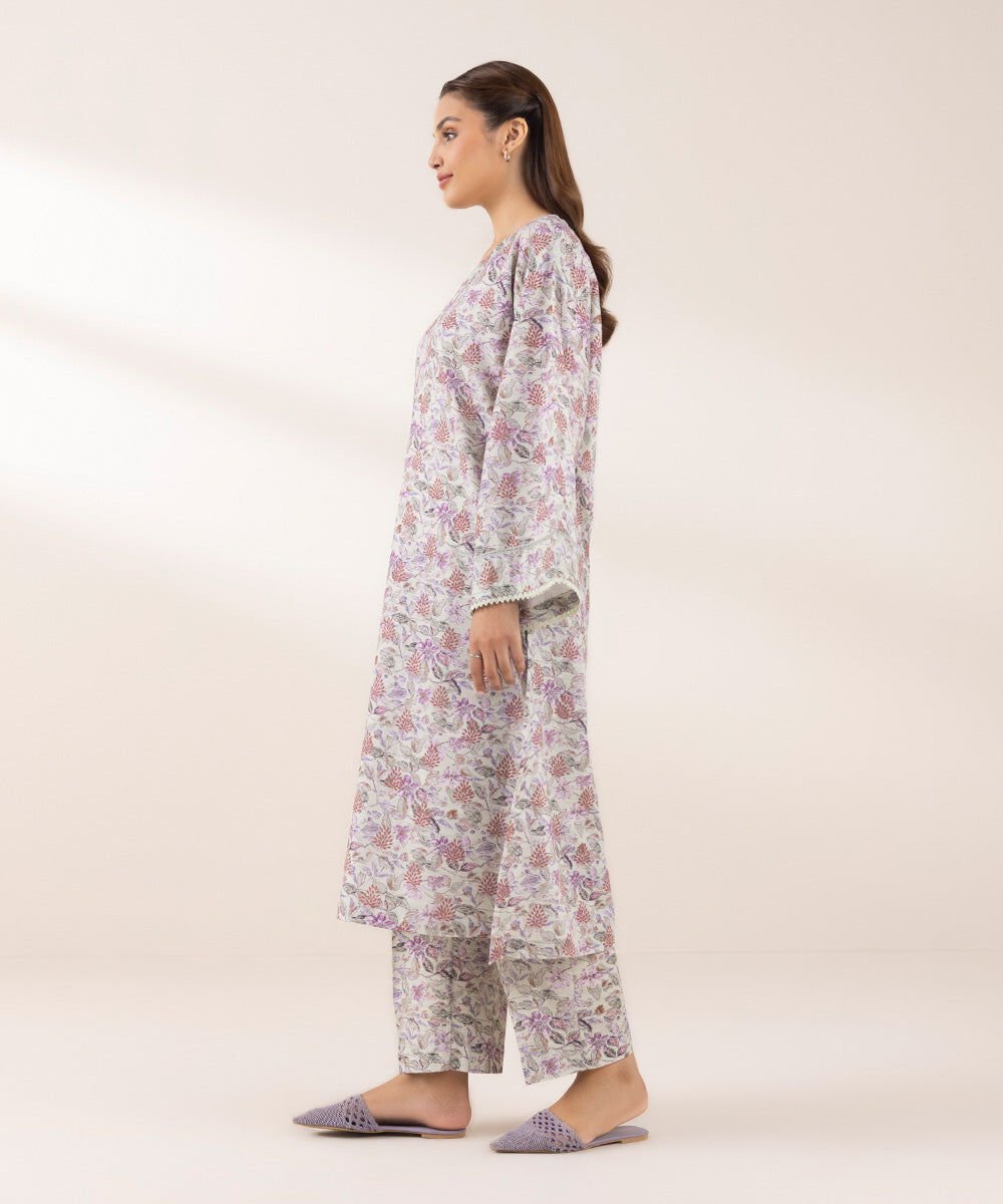 Printed Khaddar Shirt - Sapphire