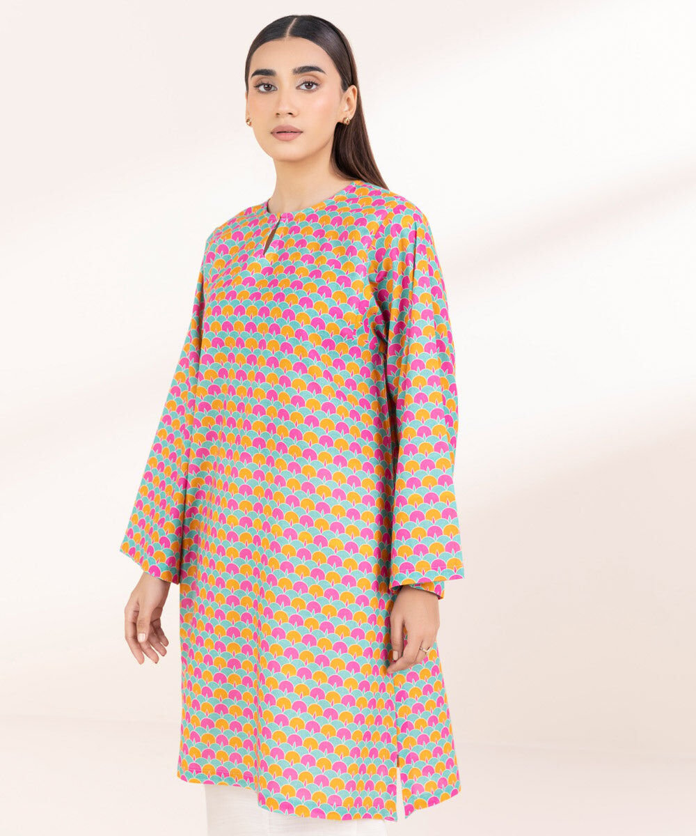 Printed Khaddar Shirt with Farshi Shalwar - Sapphire